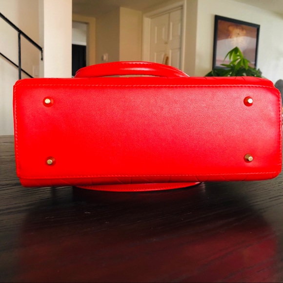 Red Leather Shoulder Handbag, Fashion Purse - Picture 7 of 8